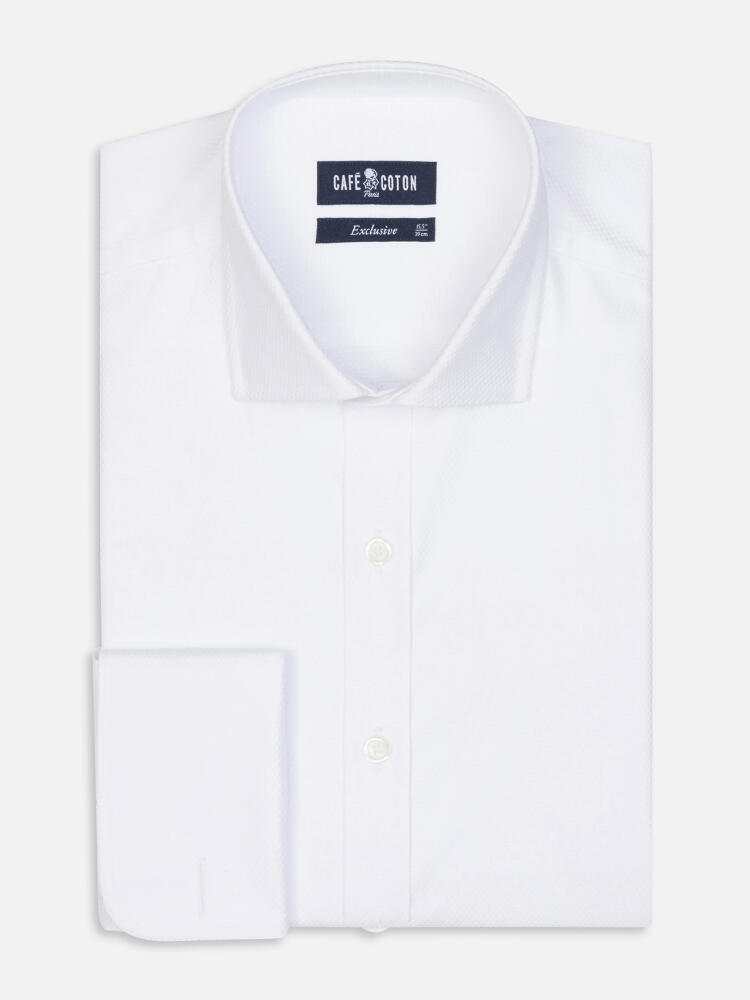 Camicia slim fit Brien in twill bianco - Doppi polsini