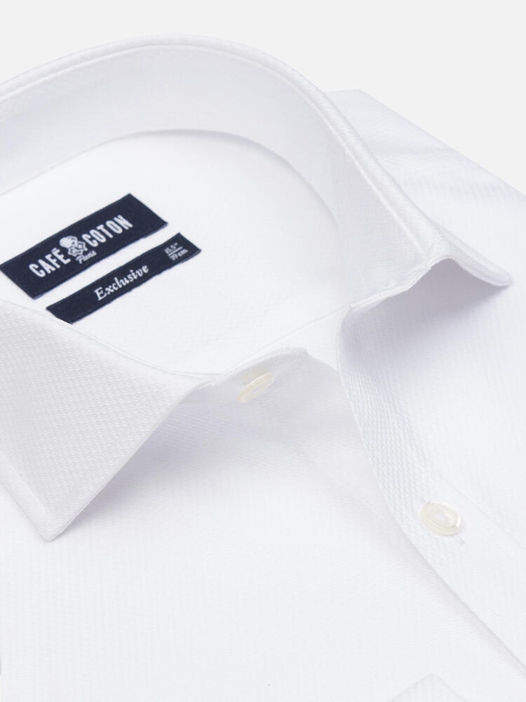 Camicia slim fit Brien in twill bianco - Doppi polsini