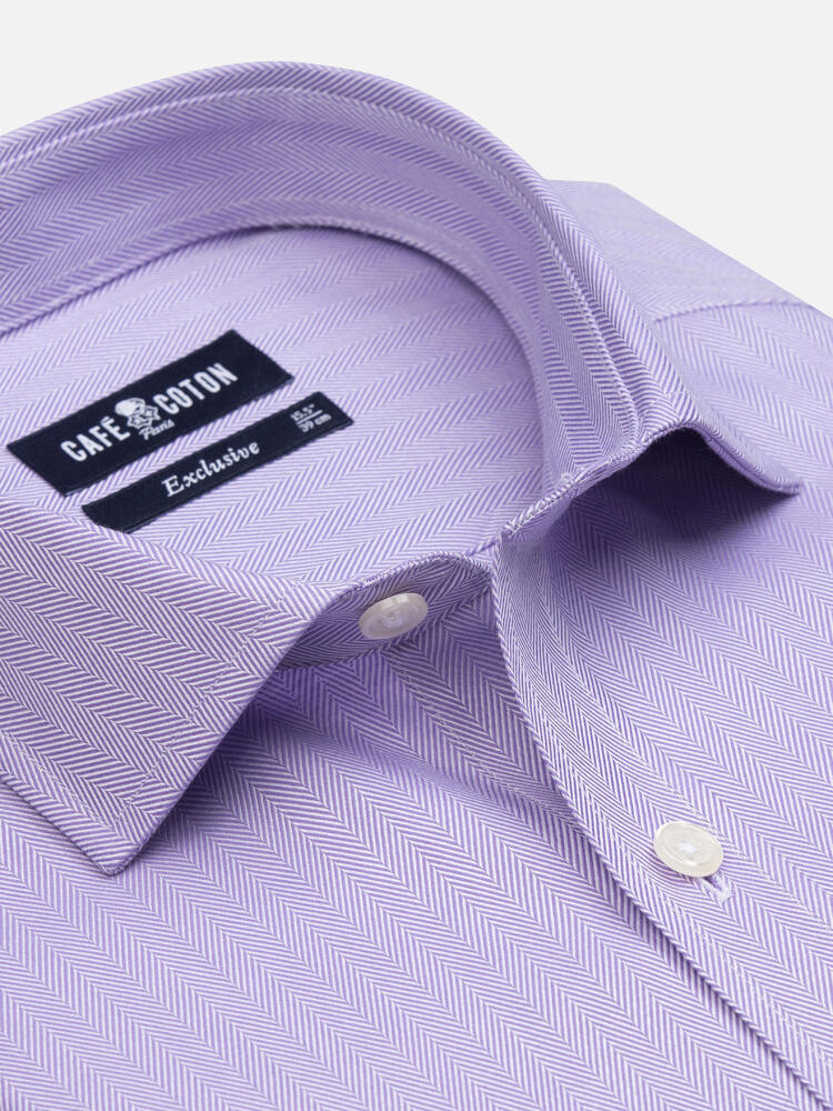 Herringbone slim fit shirt with double cuffs - Lila