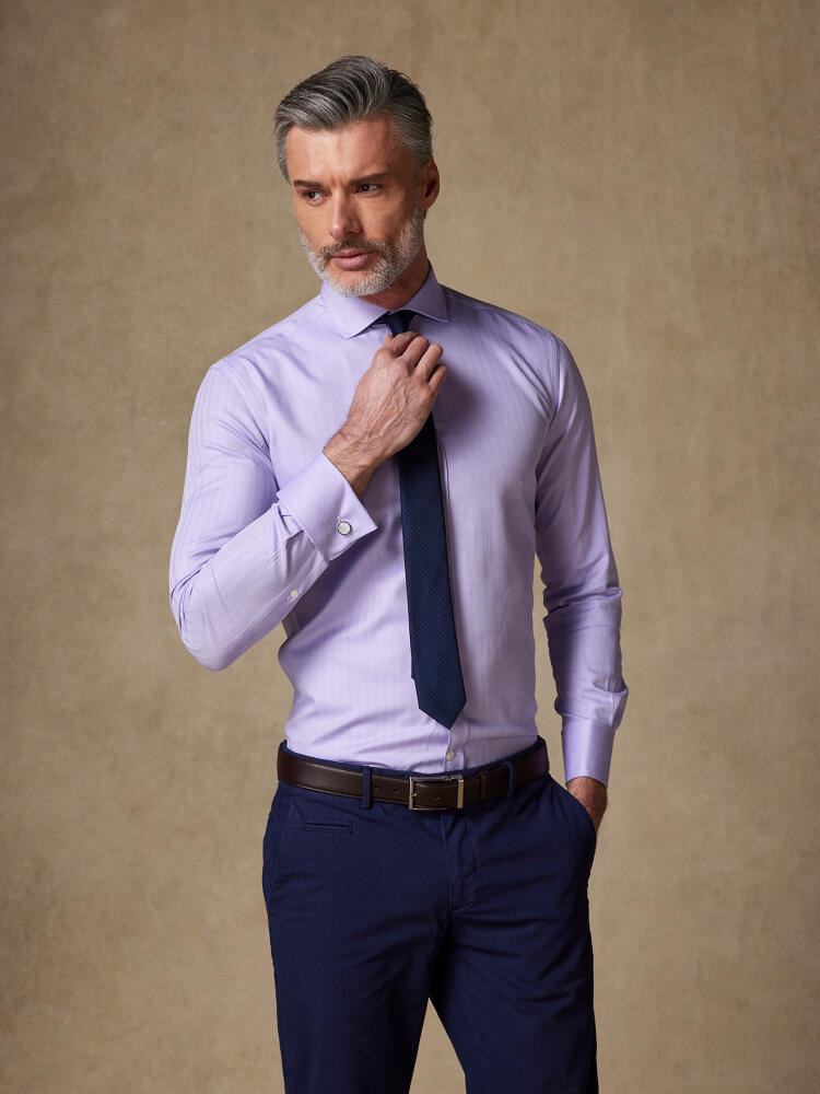 Herringbone slim fit shirt with double cuffs - Lila