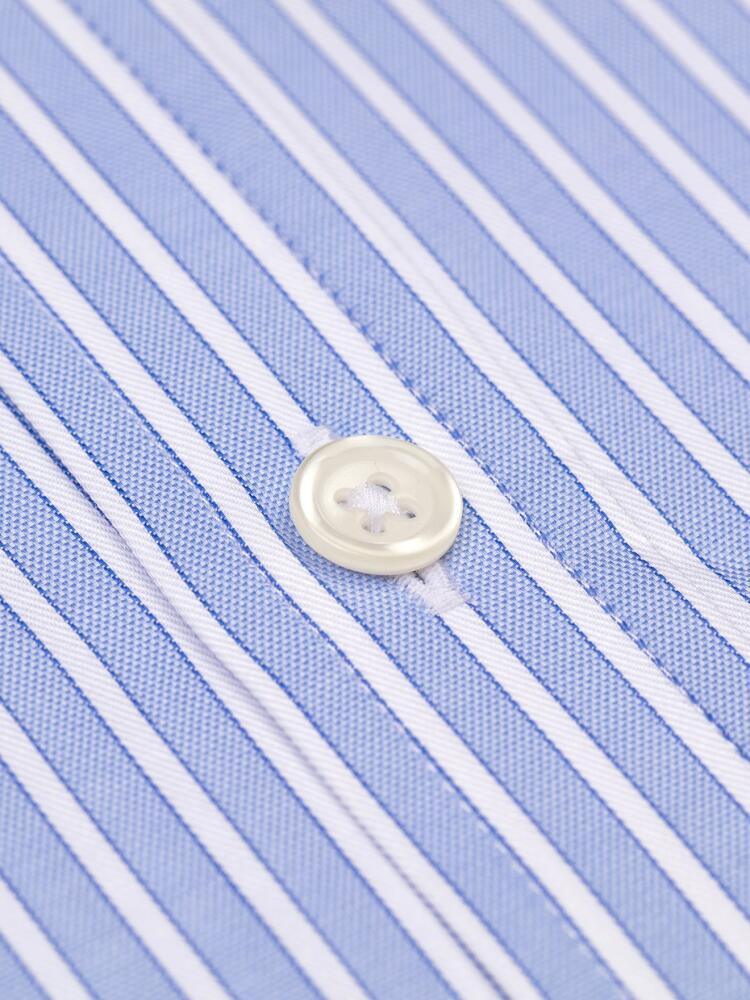 Chemise cintrée Colin à rayures ciel - Poignets Mousquetaires
