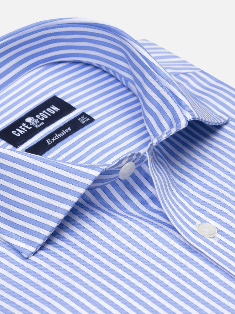 Colin sky blue stripe slim fit shirt - Double cuffs