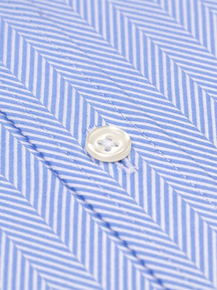 Come sky blue herringbone slim fit shirt - Musketeer cuffs