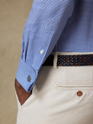 Chemise cintrée Corey en twill marine - Poignets mousquetaires
