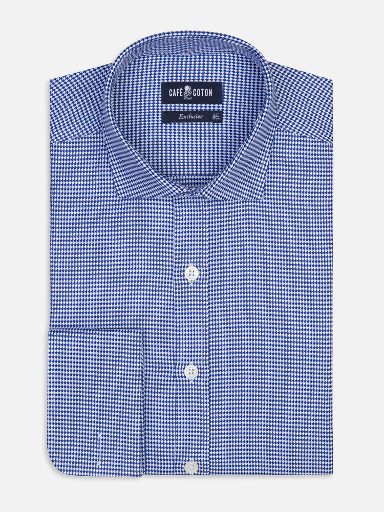 Chemise cintrée Corey en twill marine - Poignets mousquetaires