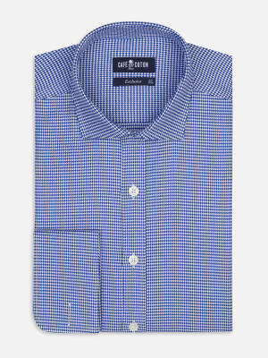 Chemise cintrée Corey en twill marine - Poignets mousquetaires