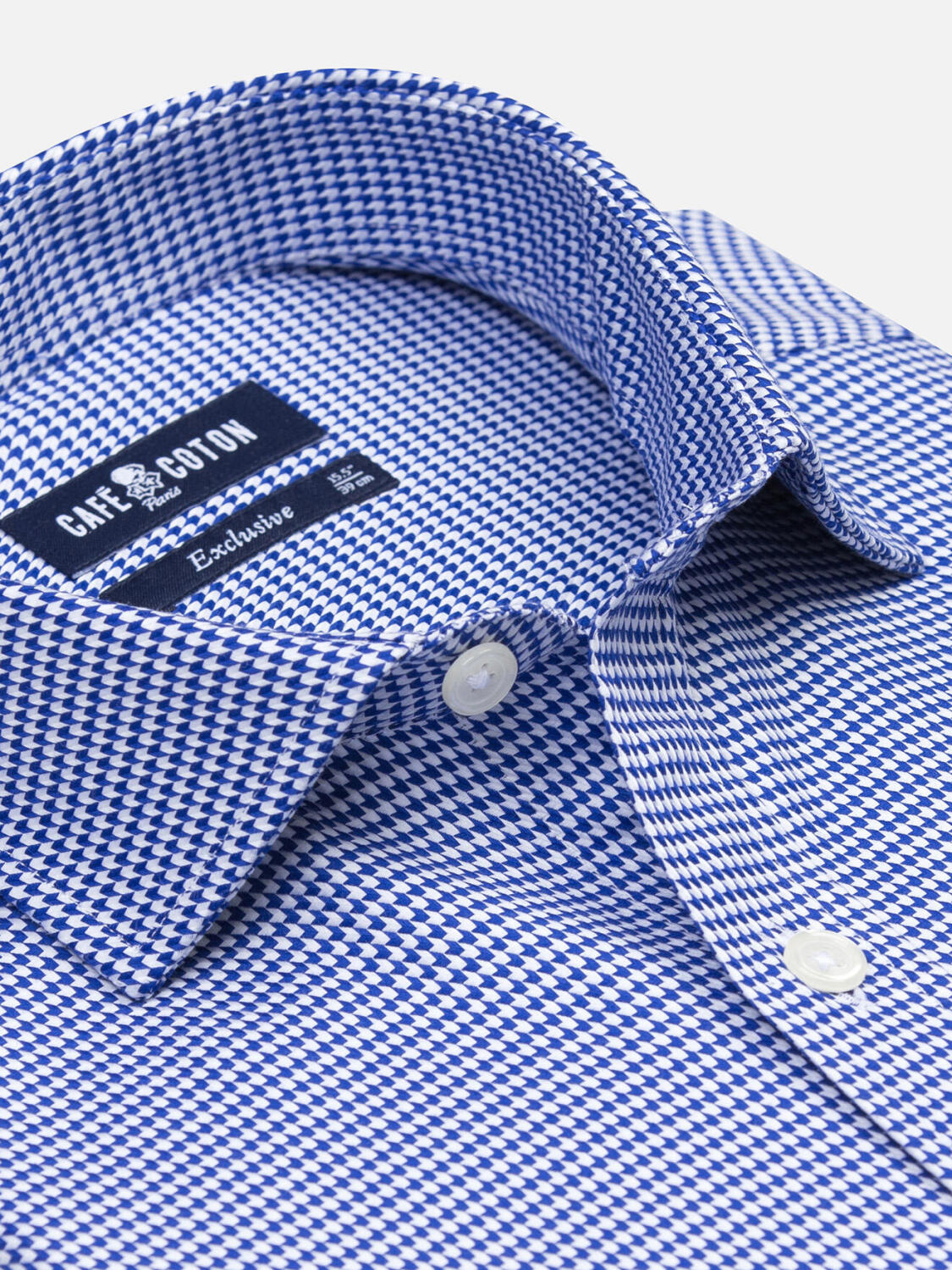 Camicia slim Corey in twill blu navy - Polsini doppi