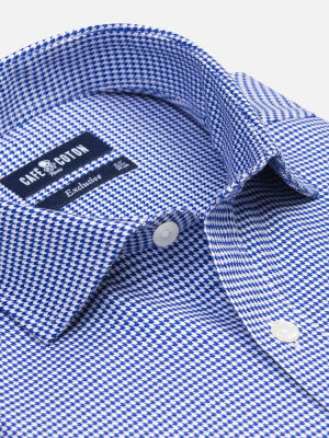 Chemise cintrée Corey en twill marine - Poignets mousquetaires