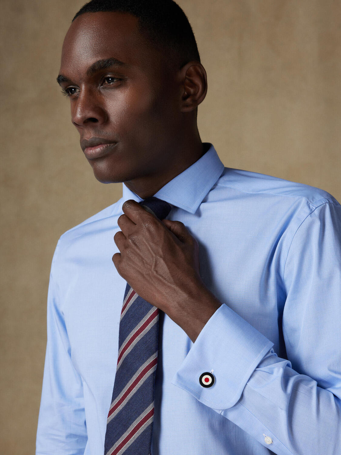 Daria hemelsblauw poplin Slim fit overhemd - Dubbele manchetten