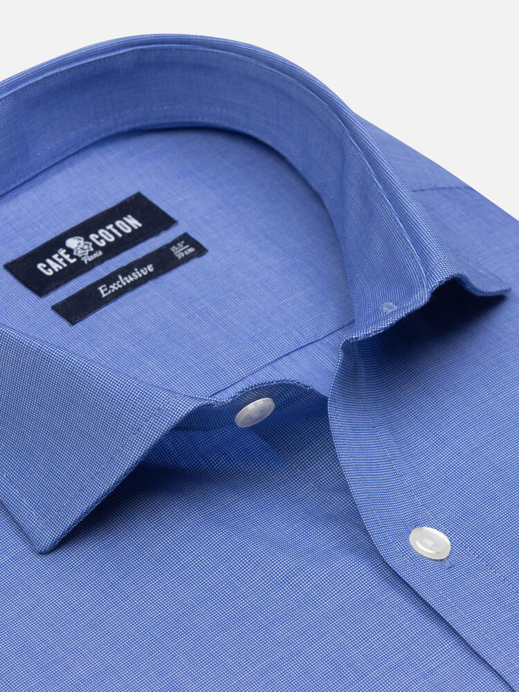 Daria blue poplin slim fit shirt - Double Cuffs