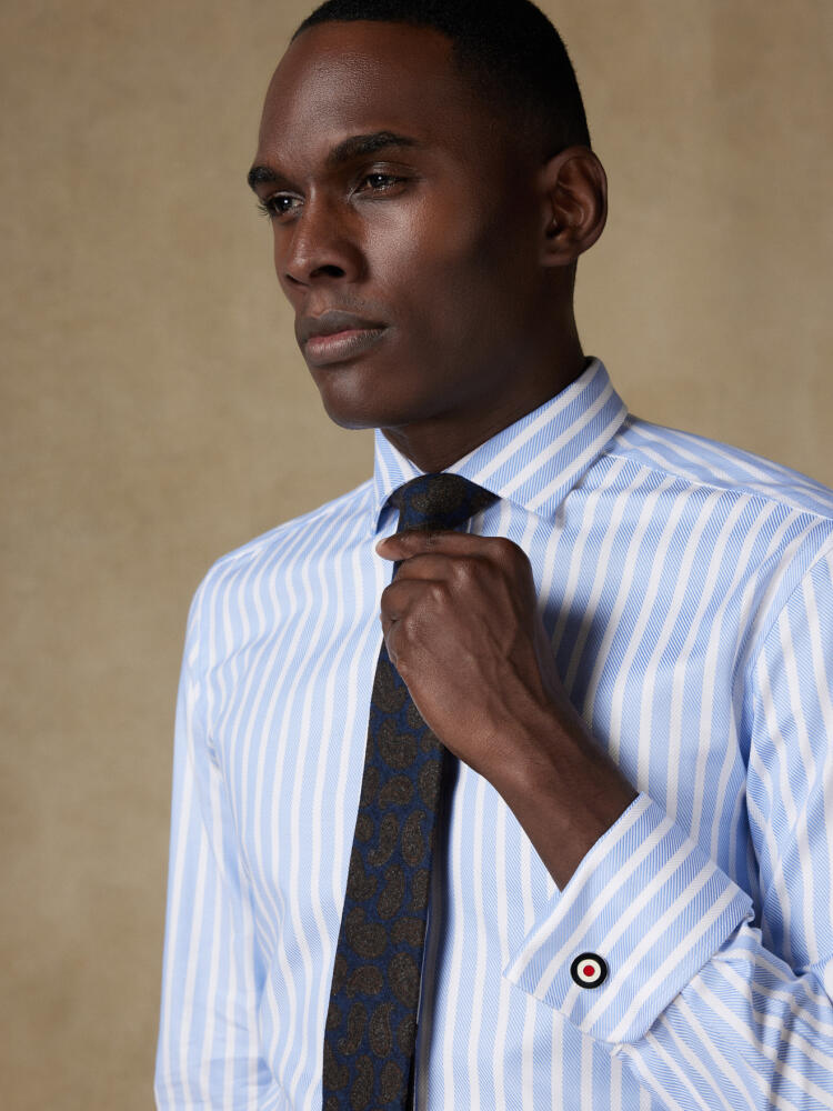 Don Sky Stripe slim fit shirt  - Double Cuffs