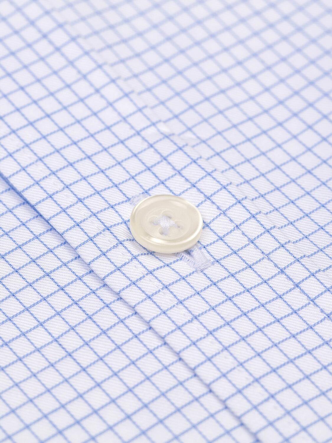 Gill sky blue checked slim fit shirt  - Musketeer cuffs