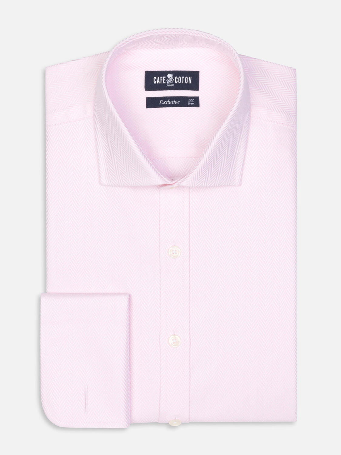 Camicia slim fit spigata rosa  - Doppi polsini