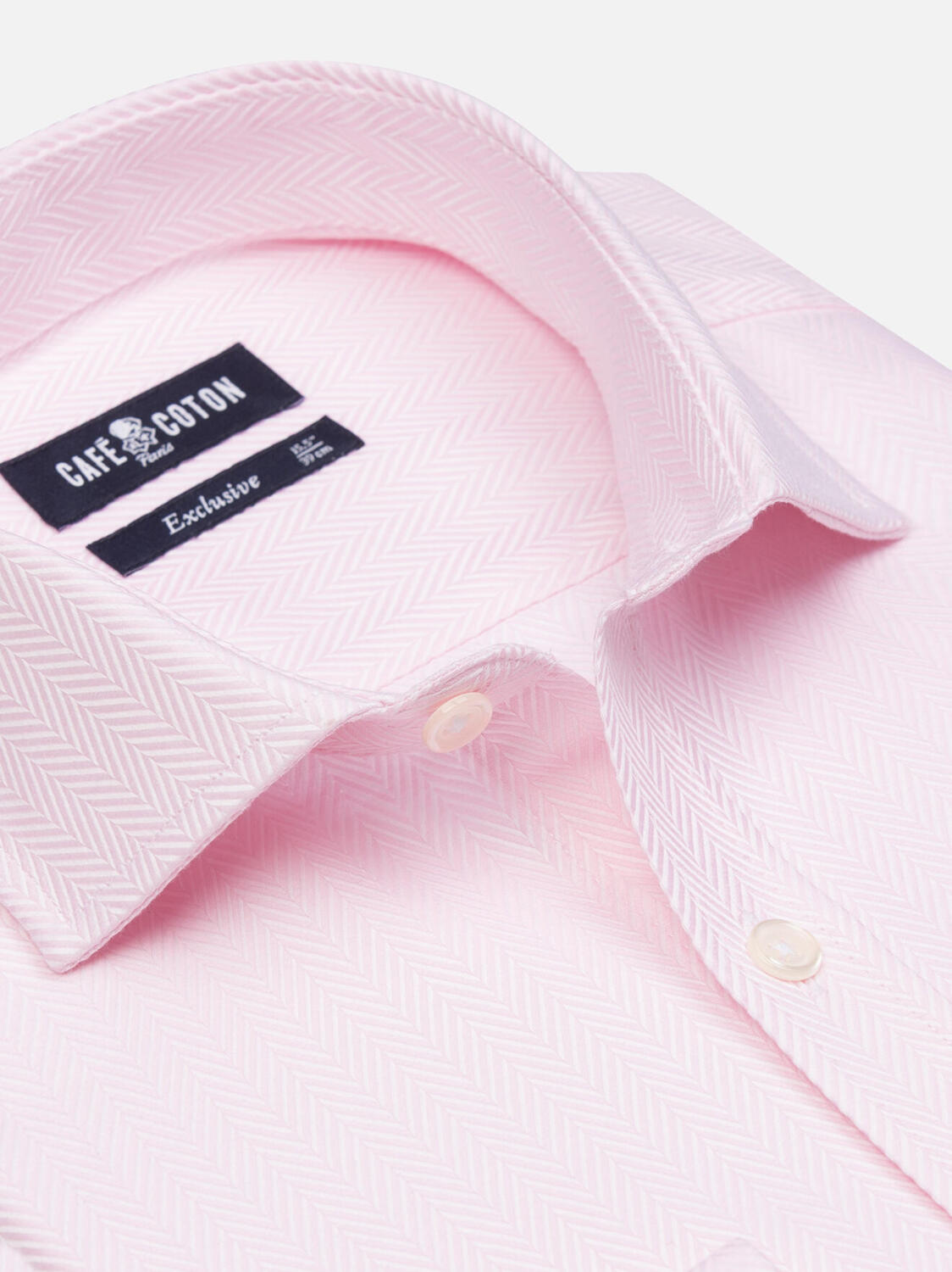 Camicia slim fit spigata rosa  - Doppi polsini
