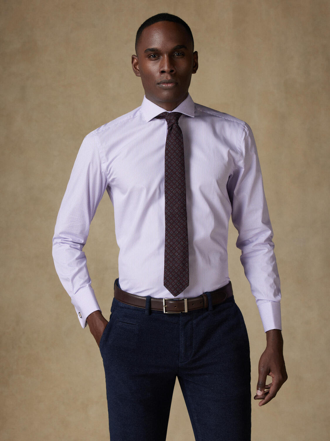 Menthon parma stripe slim fit shirt - Double Cuffs