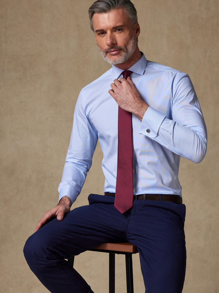 Menthon sky stripe slim fit shirt - Double Cuffs