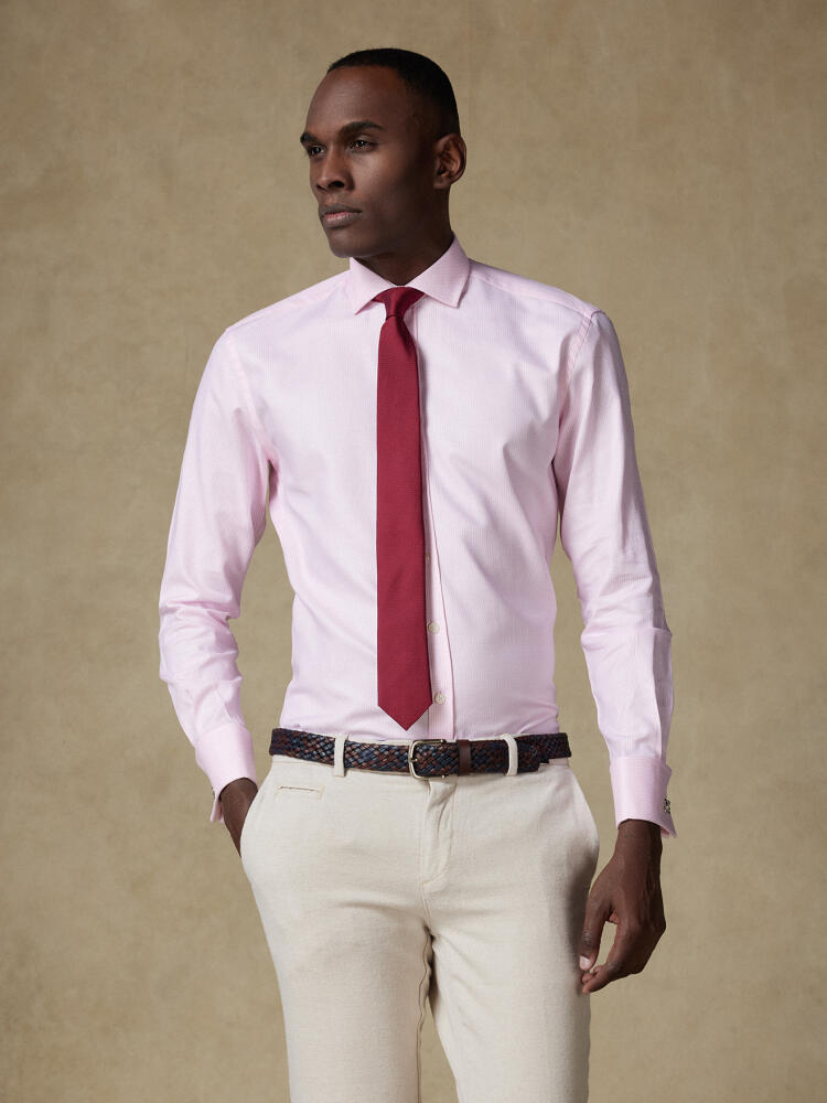 Camisa ajustada Miles en natté rosa - Puños dobles