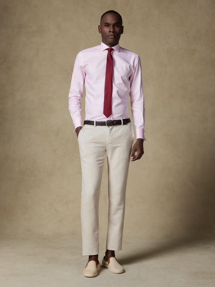 Camisa ajustada Miles en natté rosa - Puños dobles