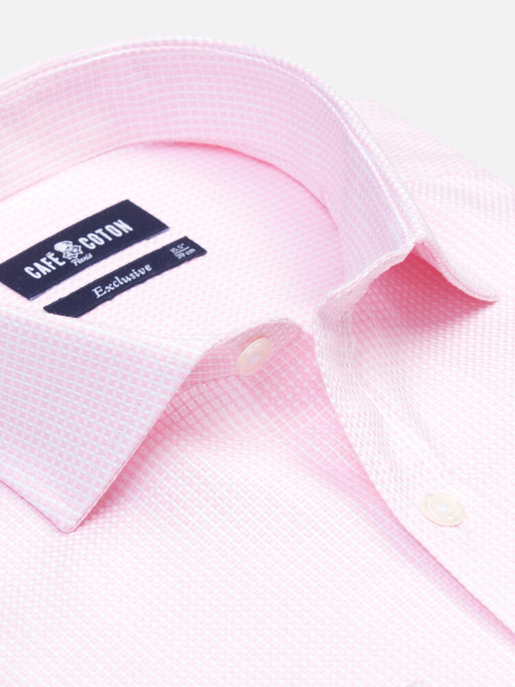 Camisa ajustada Miles en natté rosa - Puños dobles