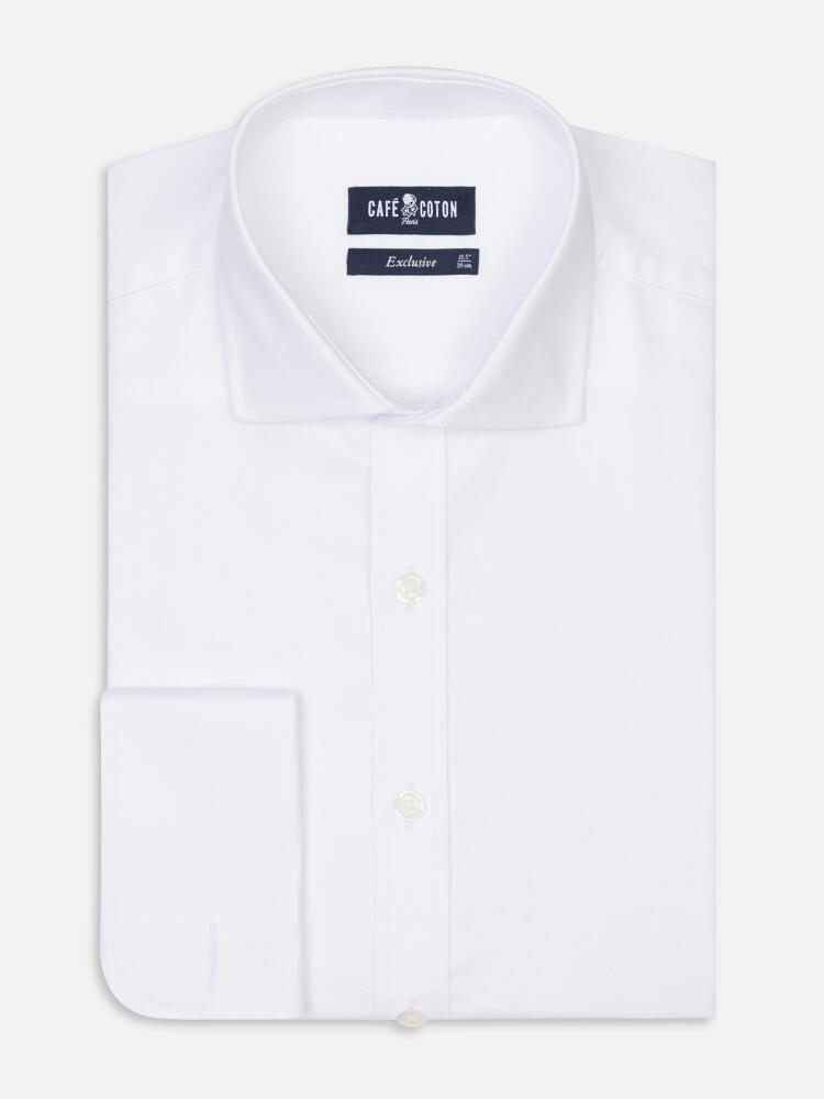 Chemise cintrée en oxford blanc - Poignets Mousquetaires