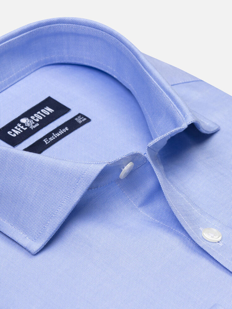 Hemels oxford Slim fit overhemd - Dubbele manchetten