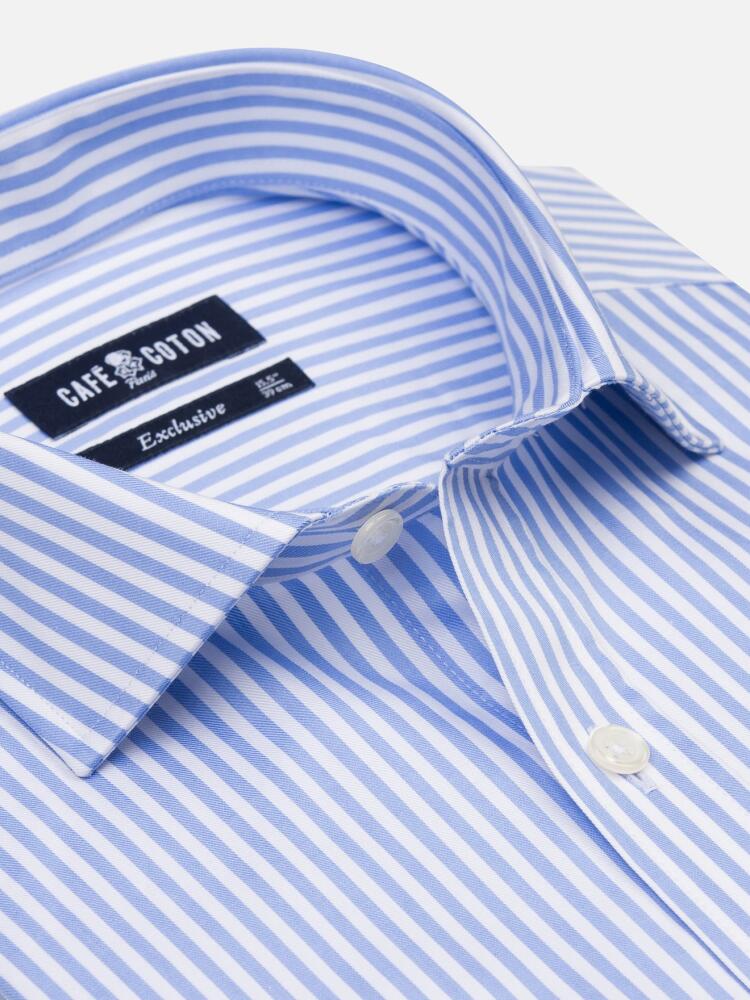 Nick sky blue striped slim fit shirt - Musketeer cuffs