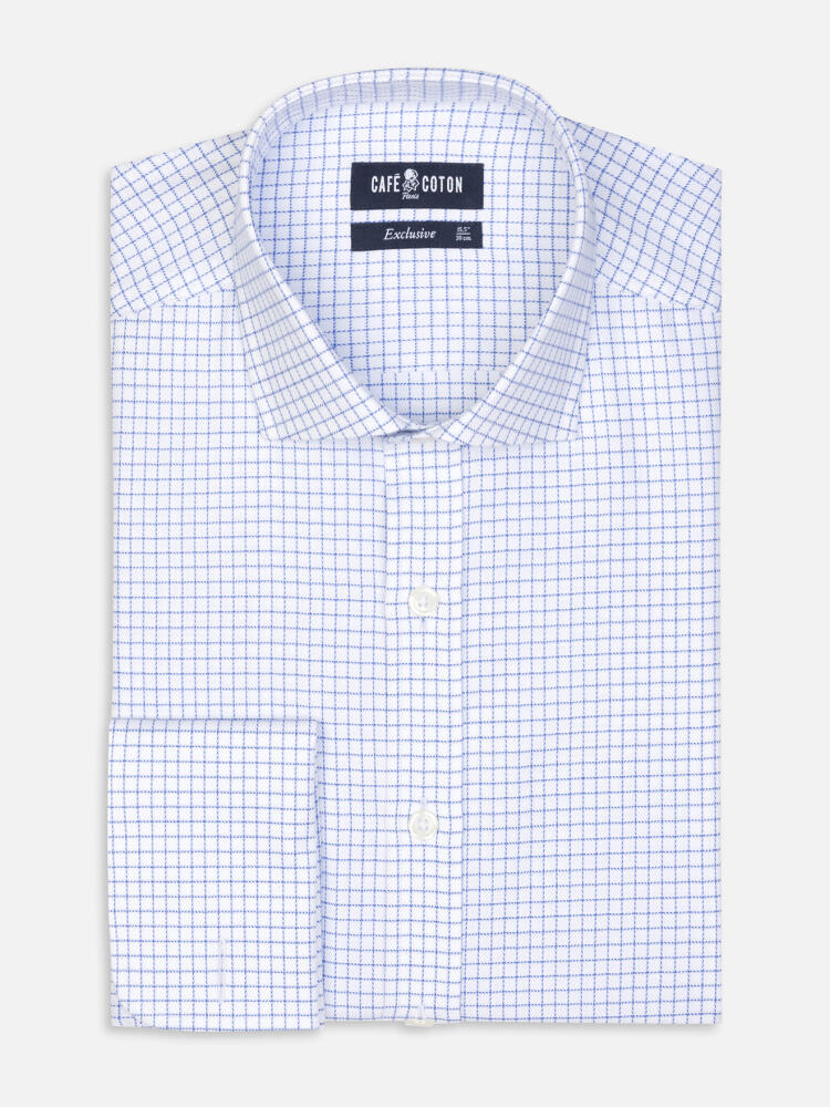 Camicia slim fit Oleg Blue Check - Doppi polsini