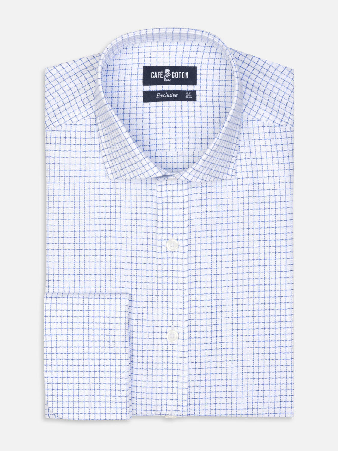 Oleg Blue Check slim fit shirt - Double Cuffs