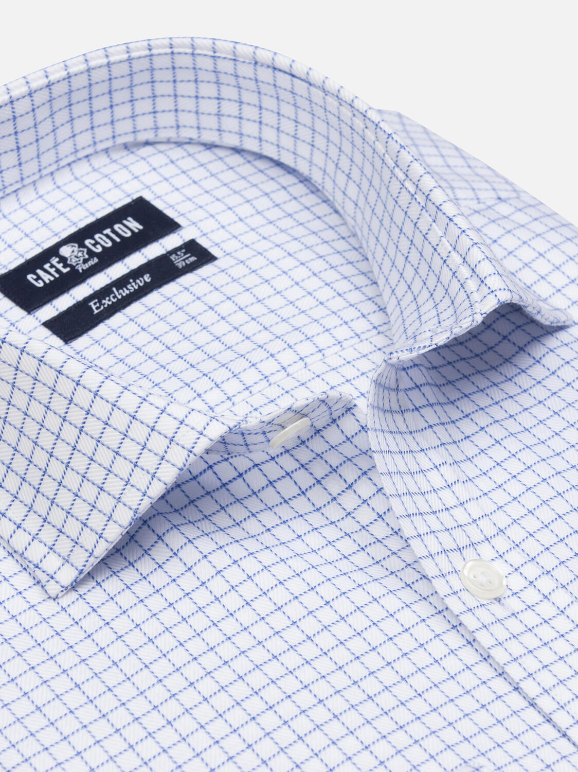 Oleg Blue Check slim fit shirt - Double Cuffs