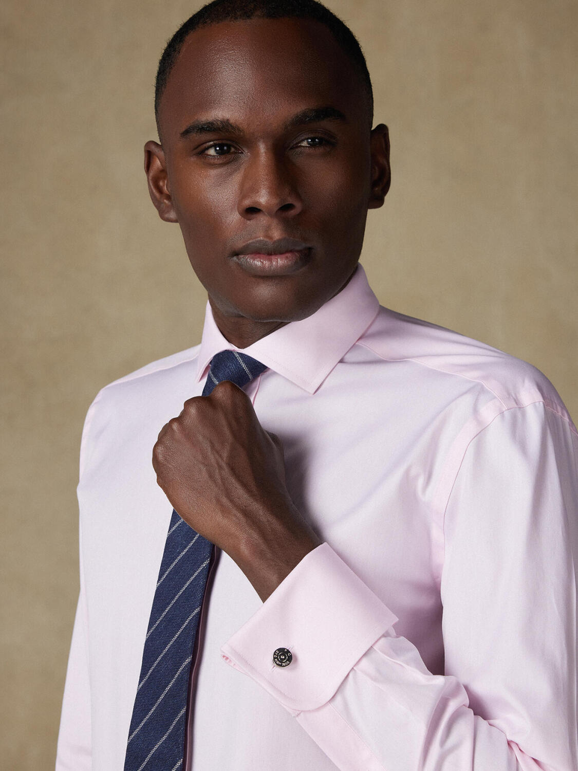 Camisa entallada pin point rosa - Doble puño