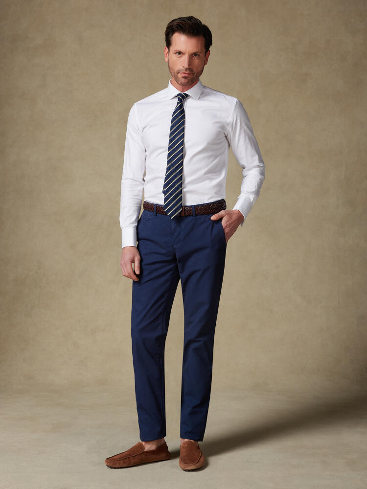 Reed white textured slim fit shirt - Double cuffs