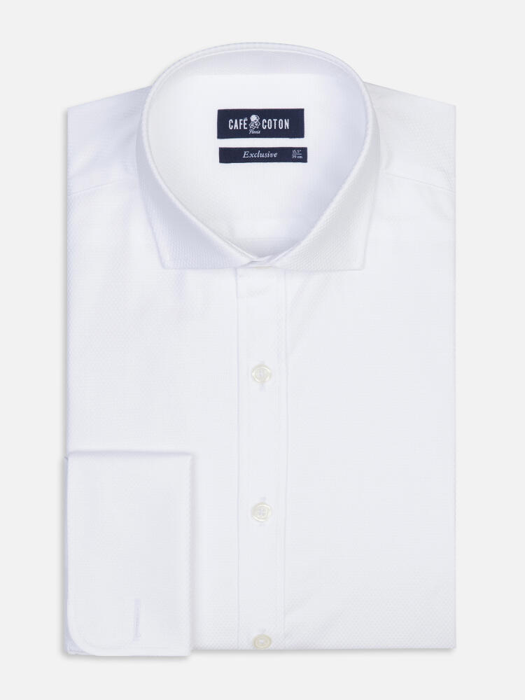 Reed white textured slim fit shirt - Double cuffs