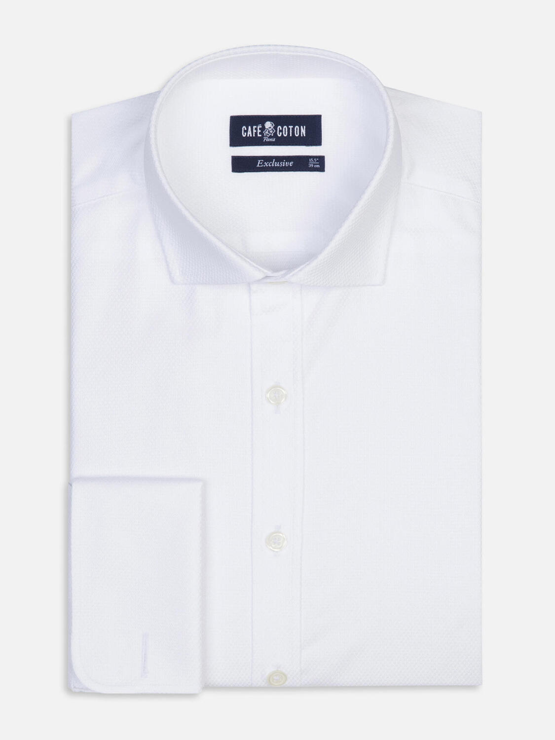 Camicia slim Reed testurizzata bianca - Polsini doppi