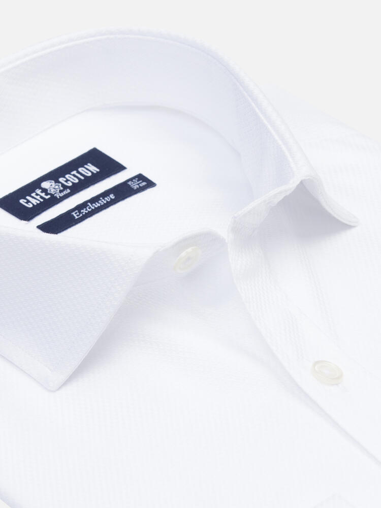 Reed white textured slim fit shirt - Double cuffs