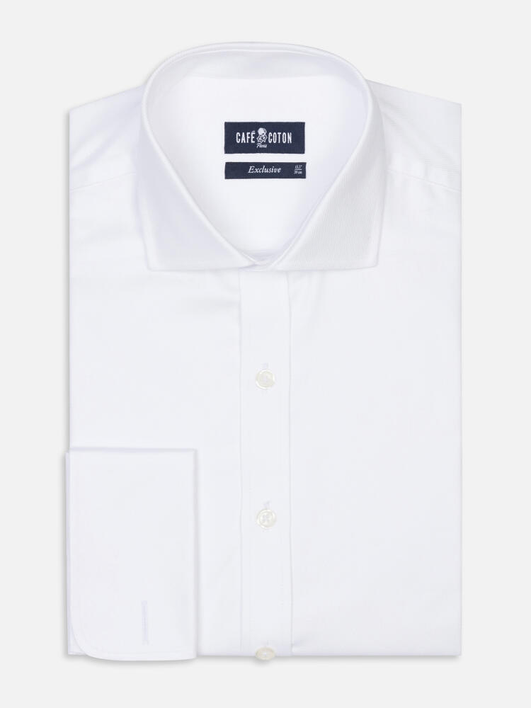 Chemise cintrée en twill blanc - Poignets Mousquetaires