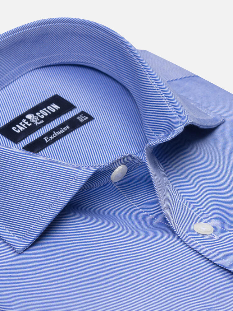 Camicia slim fit in twill blu - Doppi polsini