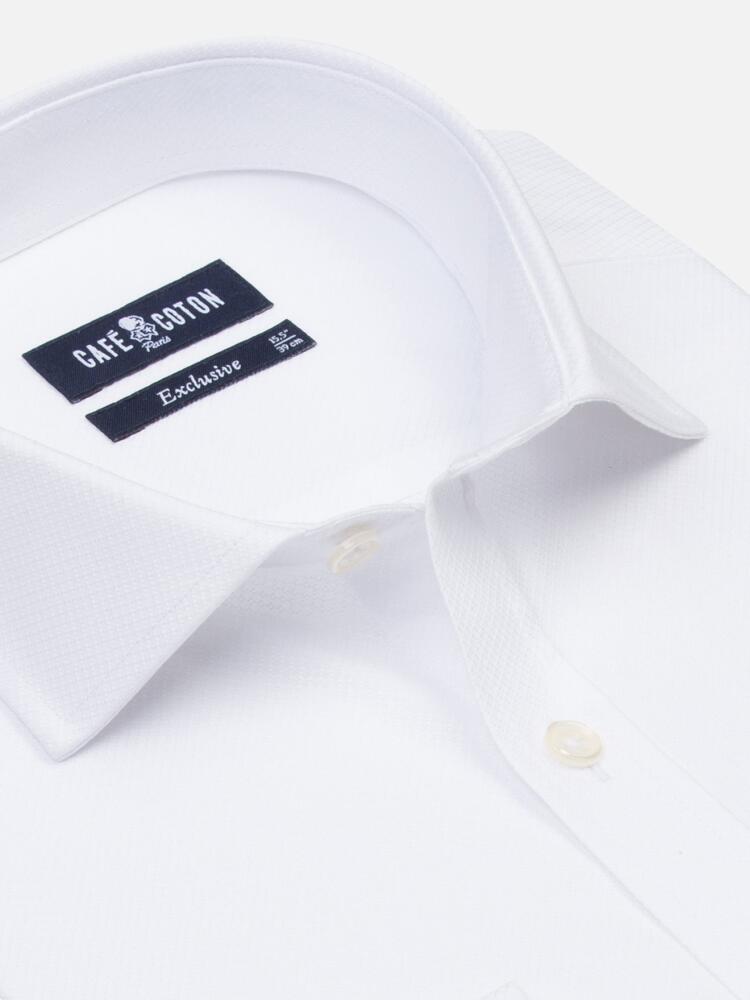 White piqué slim fit shirt - Musketeer cuffs