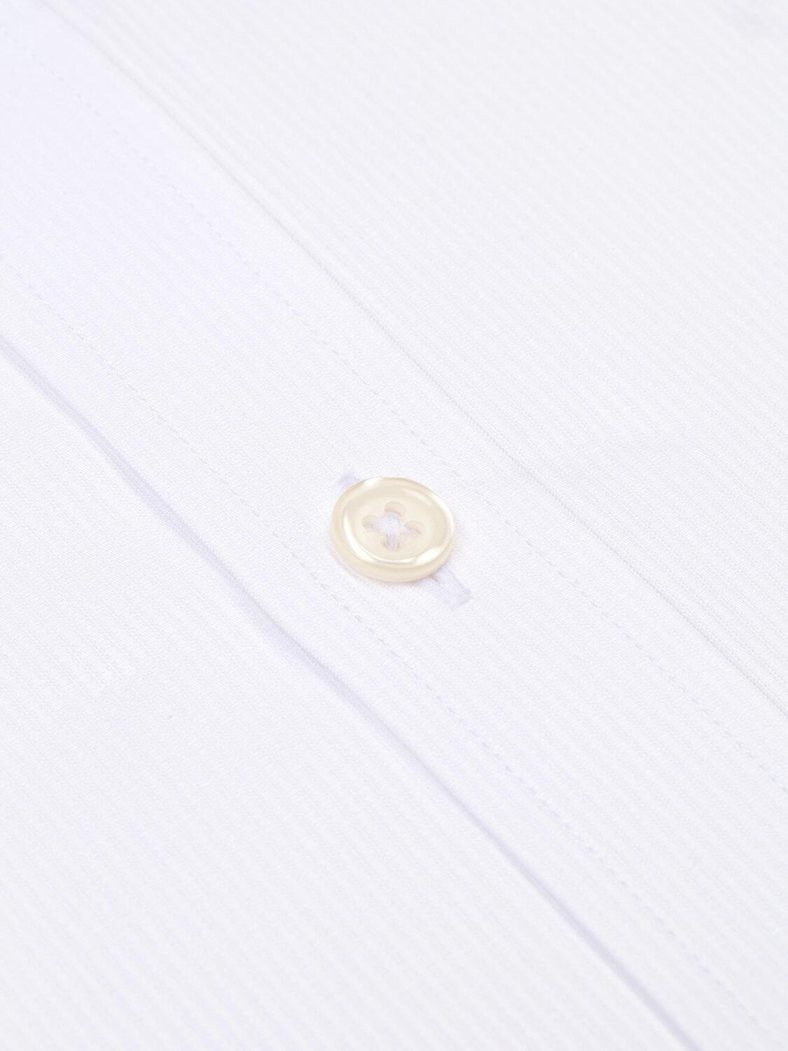 Chemise cintrée en piqué blanc - Poignets Mousquetaires
