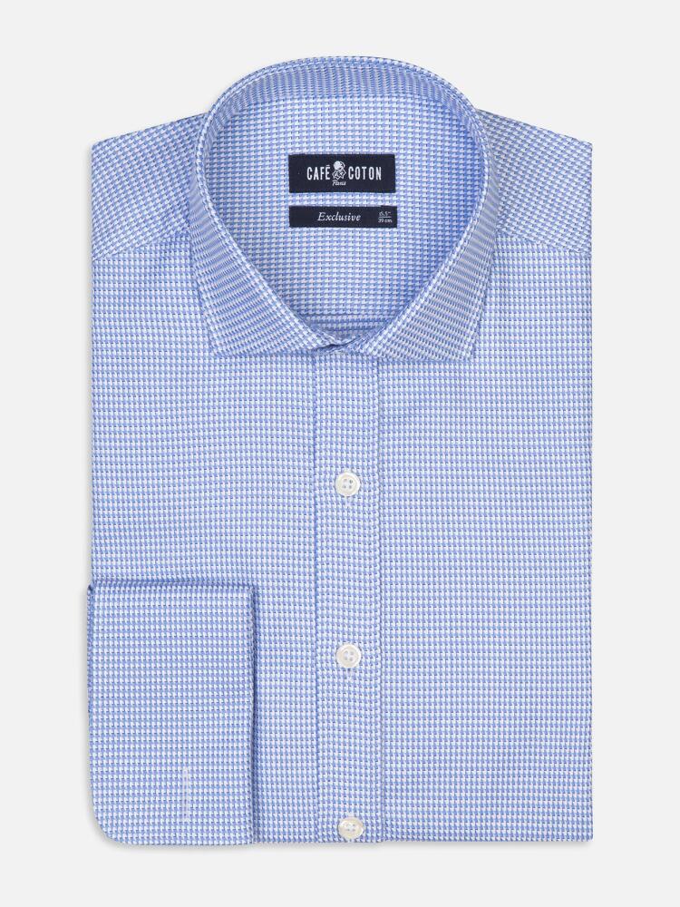 Chemise cintrée Willy en twill ciel - Poignets Mousquetaires