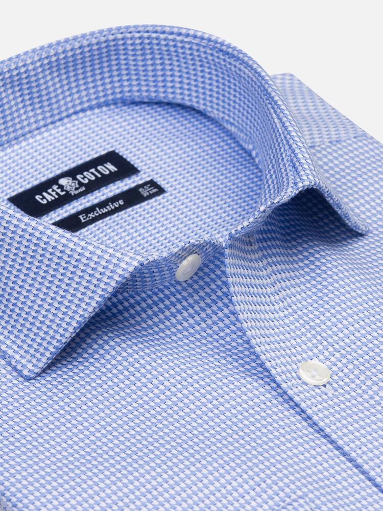 Chemise cintrée Willy en twill ciel - Poignets Mousquetaires