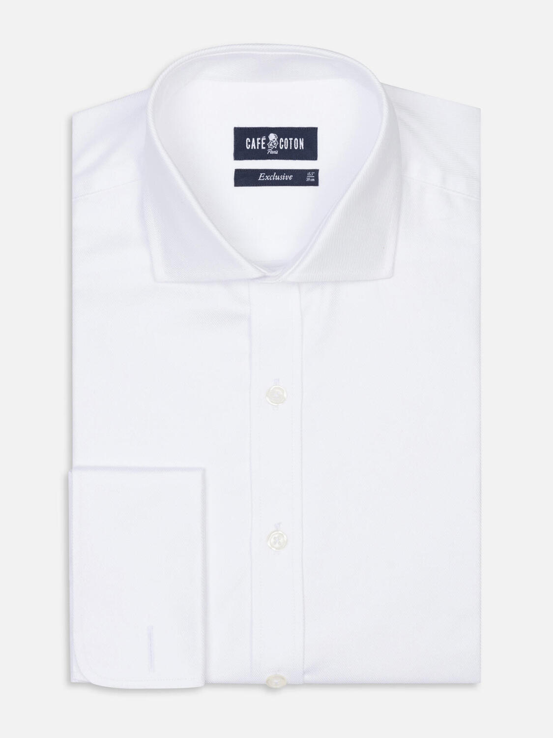 Camicia in twill bianco - Doppi polsini