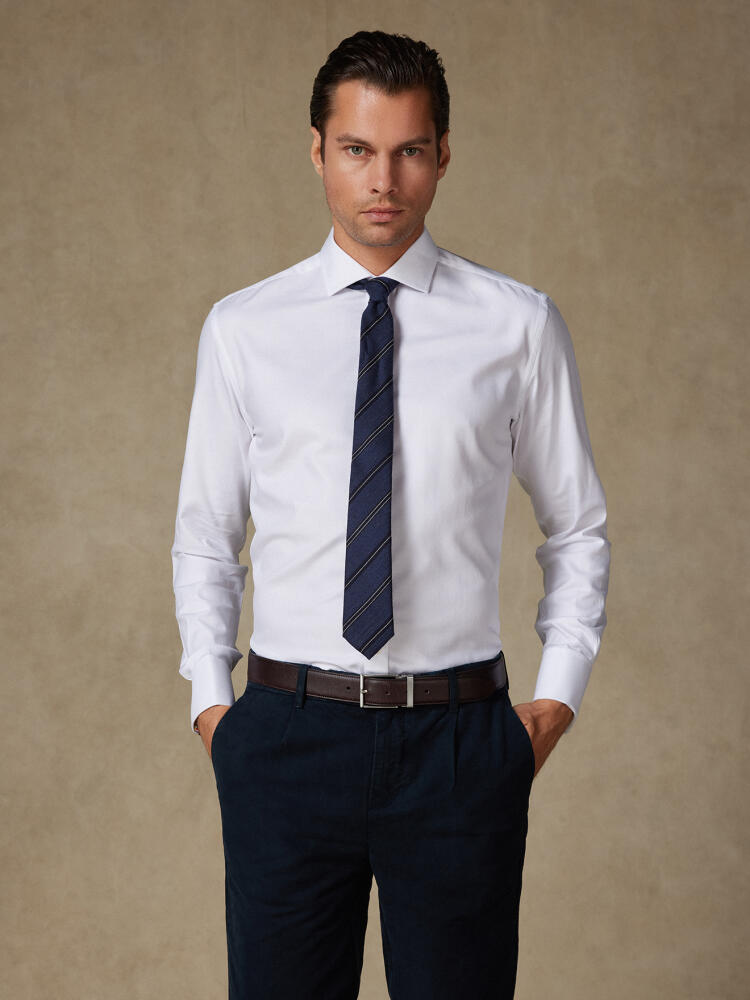 Chemise en twill blanc - Poignets Mousquetaires