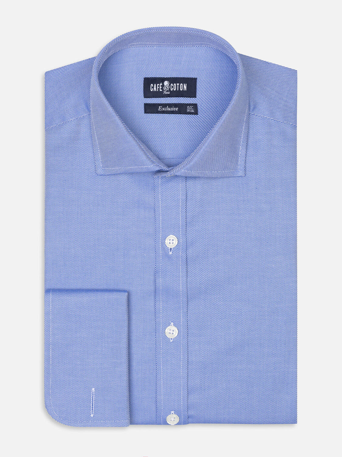 Camicia in twill blu - Doppi polsini