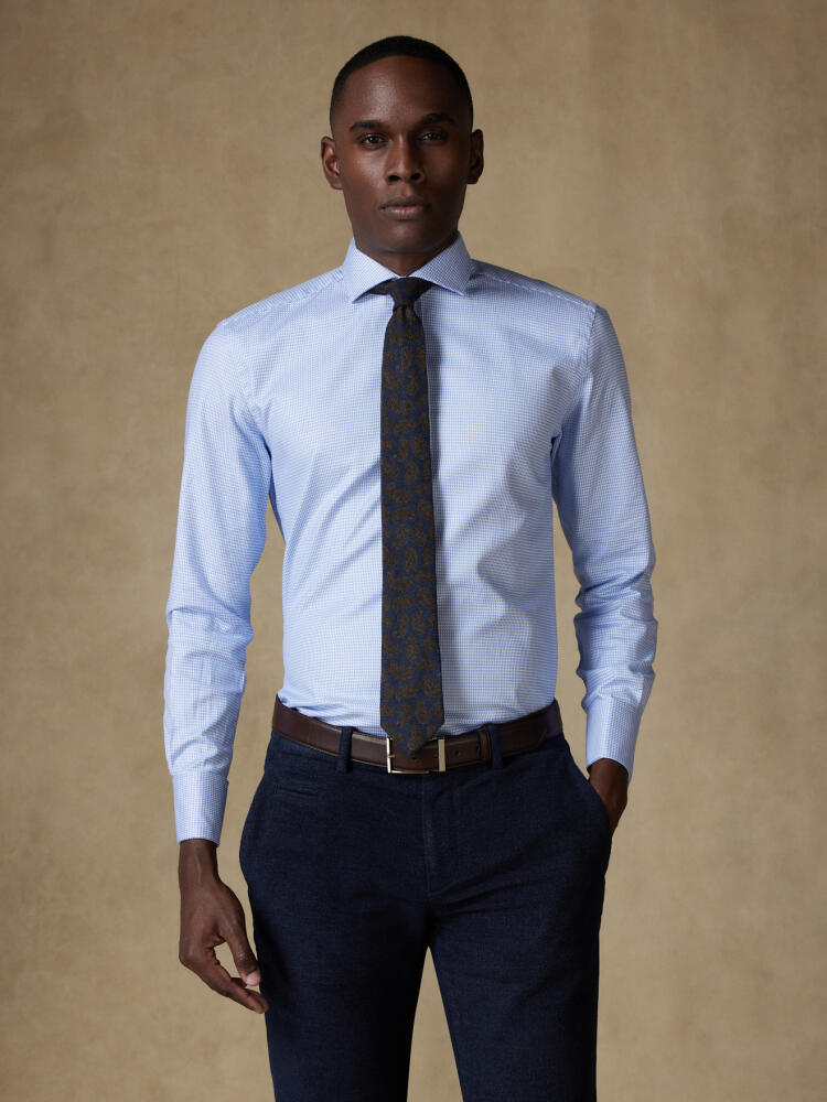 Chemise Willy en twill ciel - Poignets Mousquetaires