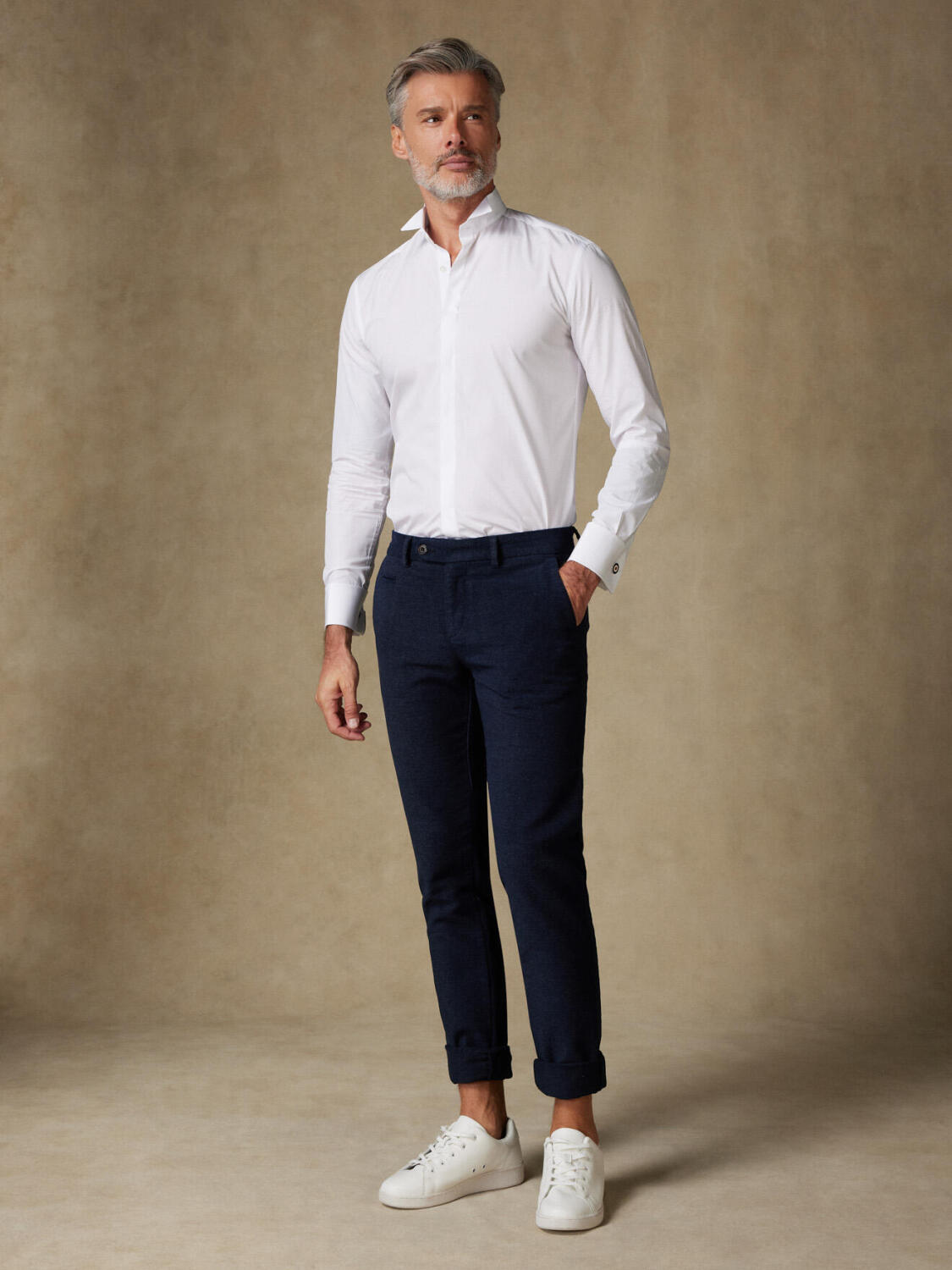 Camicia slim fit Royal white in popeline