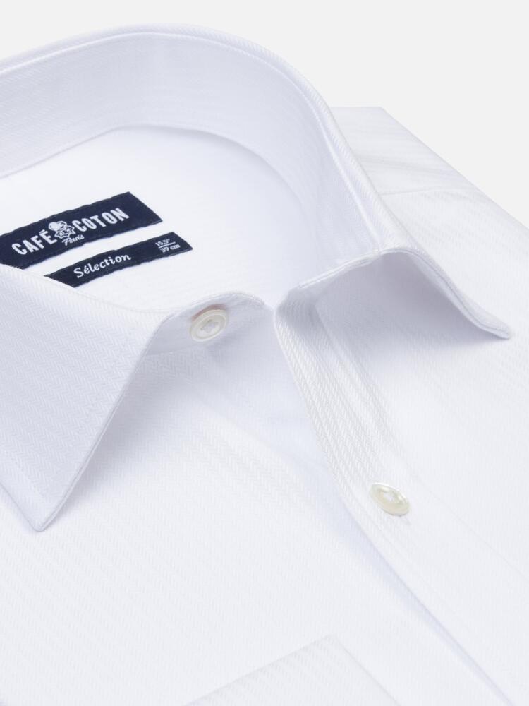 White Royal Chevron Slim fit shirt - Double cuffs