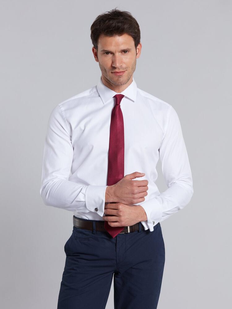 White Royal Chevron Slim fit shirt - Double cuffs