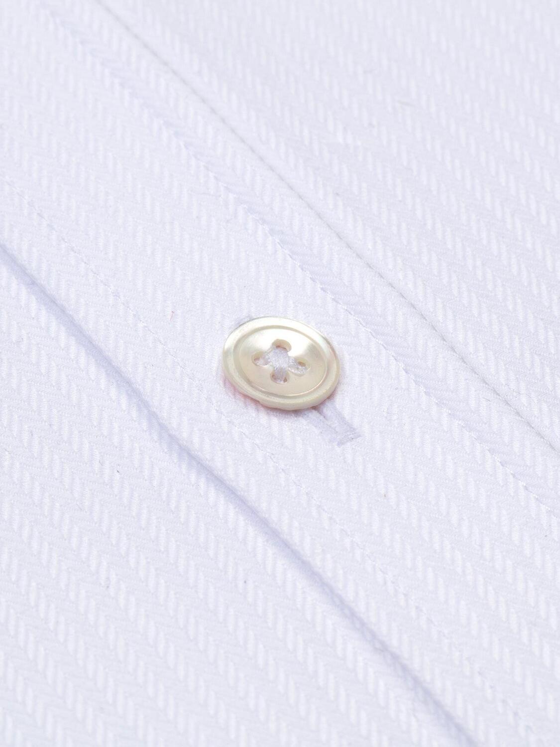 Chemise cintrée Elian en chevron royal blanc - Poignets Mousquetaires