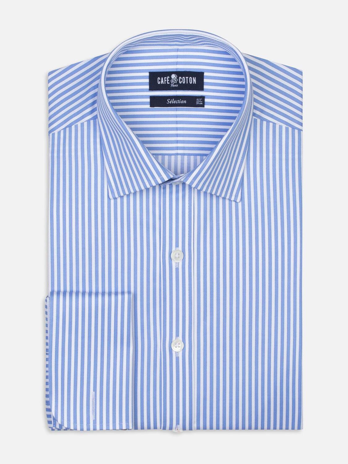 Sky Stripe Twill Slim fit shirt - Double Cuffs
