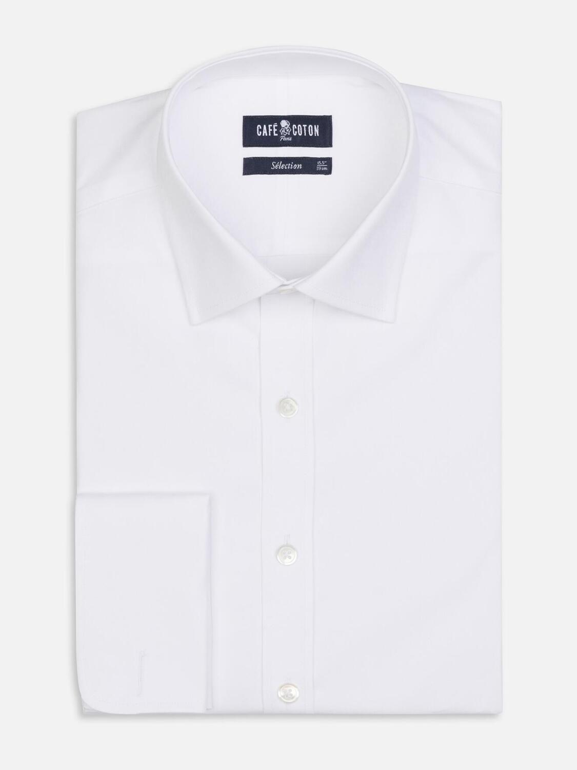 Chemise cintrée en oxford royal blanche - Poignet Mousquetaire
